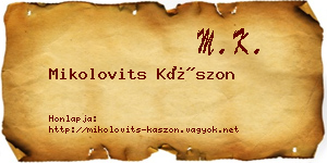 Mikolovits Kászon névjegykártya